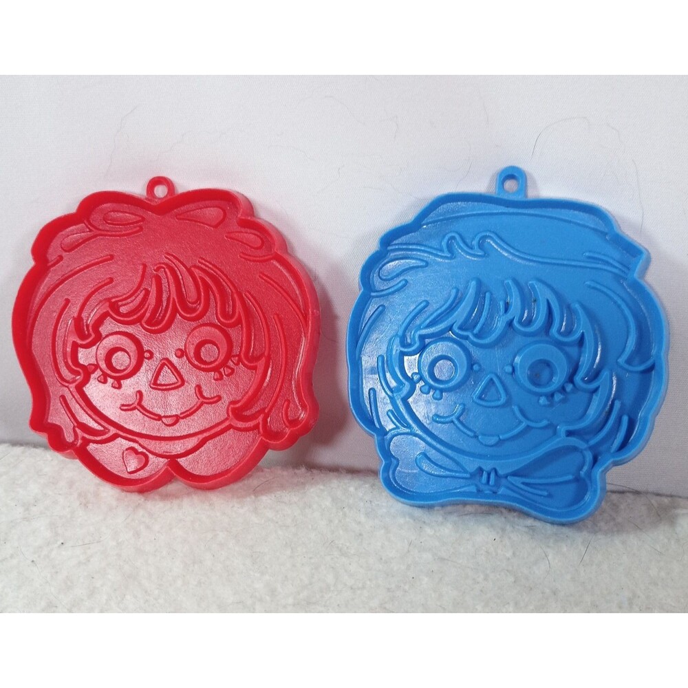 Vintage 1978 Raggedy Ann & Andy Cookie Cutters Bobbs-Merrill Red Blue Set 2